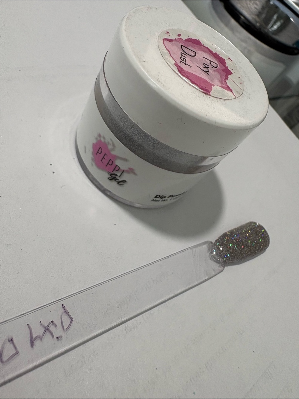 Peppi Gel Pixy Dust silver glittery dip nail powder